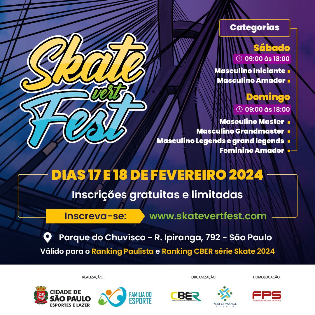 Skate Vert Fest acontece em fevereiro